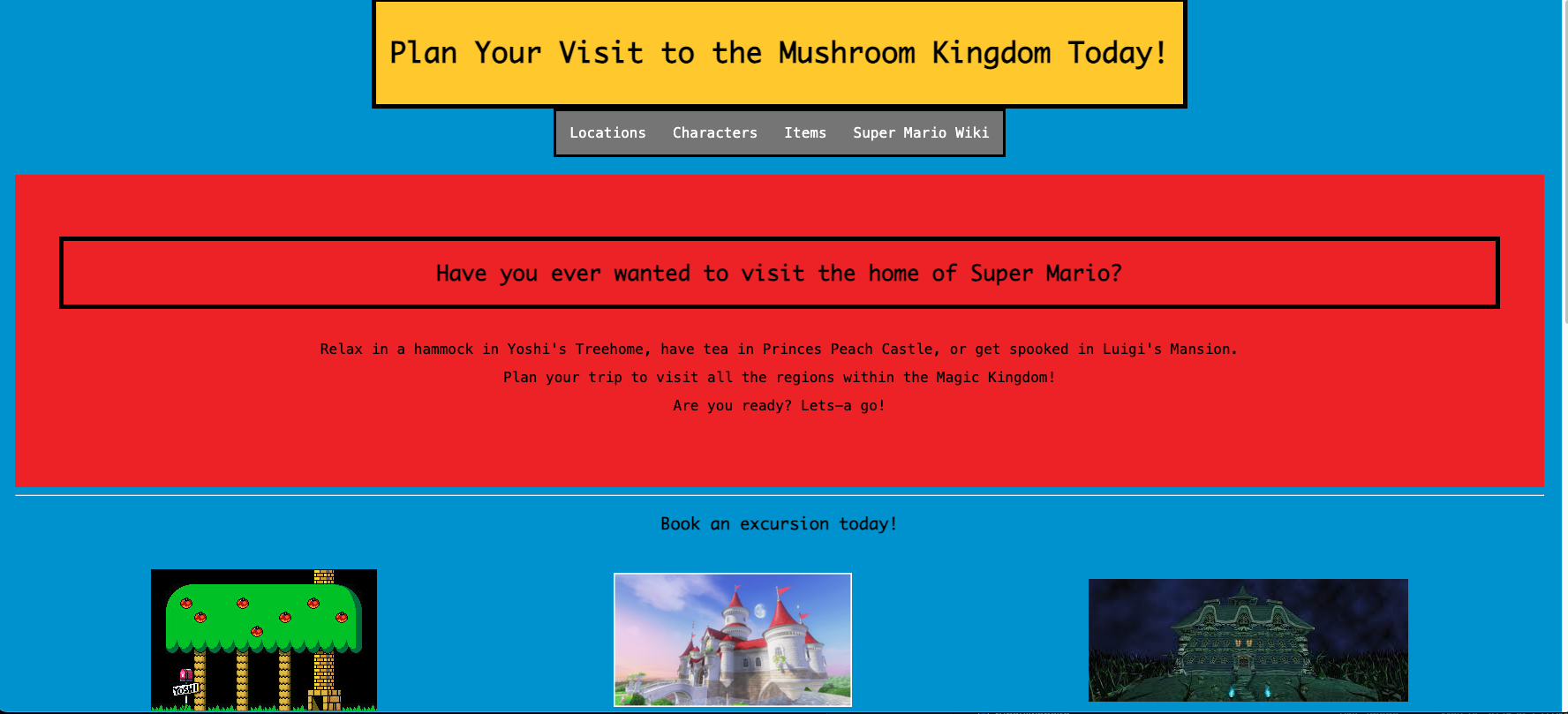 Fictional Destination Website